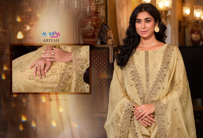 Ariyah By Vipul Organza Embroidery Designer Salwar Kameez Wholesale Market In Surat 